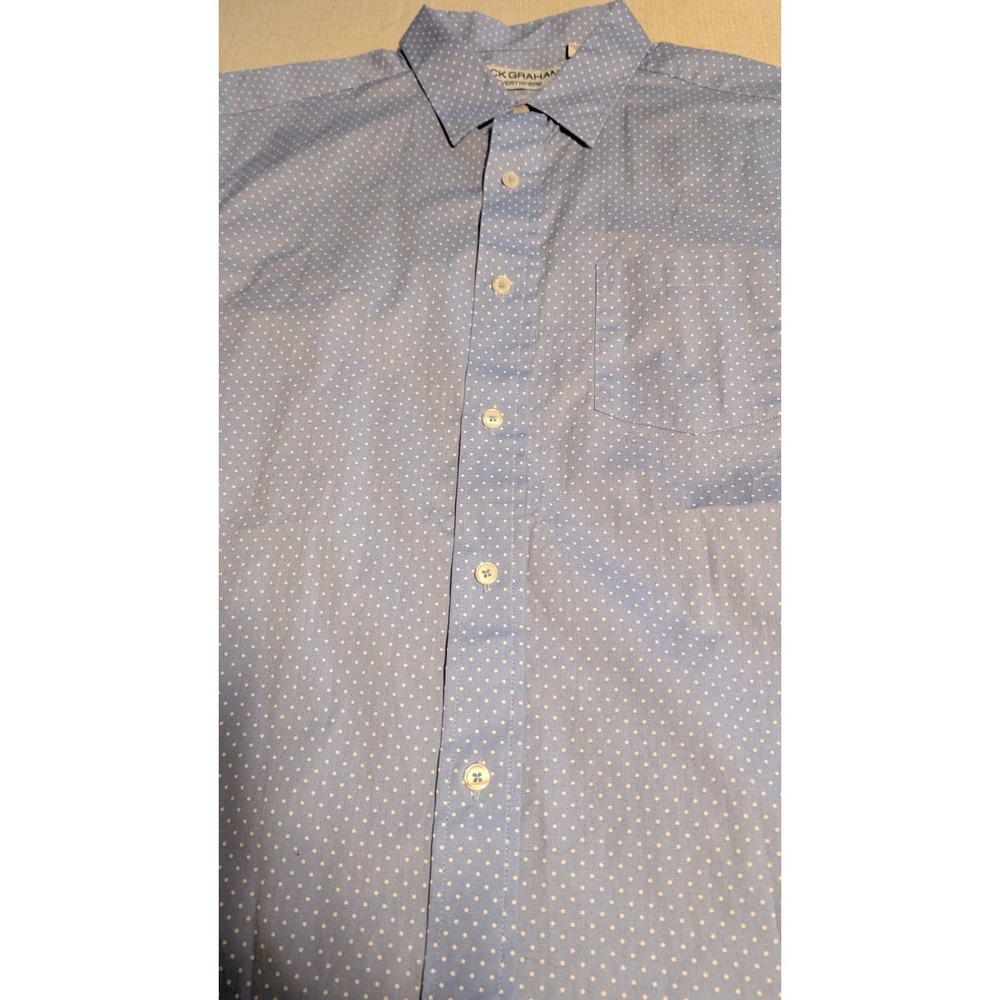 Nick Graham Everywhere Men's Blue Swiss Dot Short Sleeve Shirt Size Large
